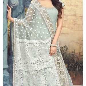 Sage Anarkali salwar
